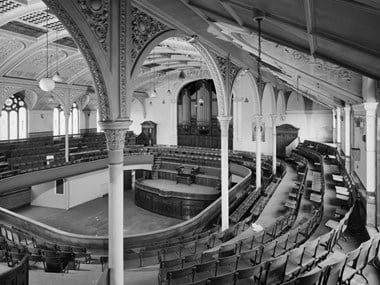 Meeting room, Albert Memorial Hall, site of the Labour Party Conference in 1917