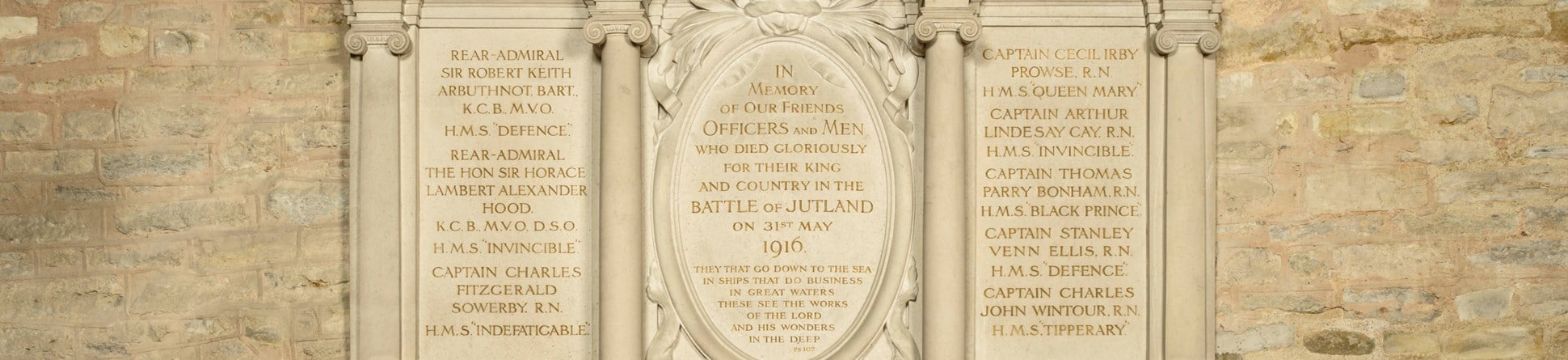 Jutland War Memorial Plaque at St Michael & All Angels Church, Brooksby near Melton Mowbray, Leicestershire. © Historic England