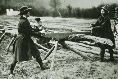 Forestry work, Bucknell, Shropshire, about 1917 Forestry was an area where women played an important part in the latter stages of the war and a Women’s Forestry Corps, separate from the women’s Land Army, was established. The organisations favoured women ‘of a better sort’, ‘sufficiently high in character