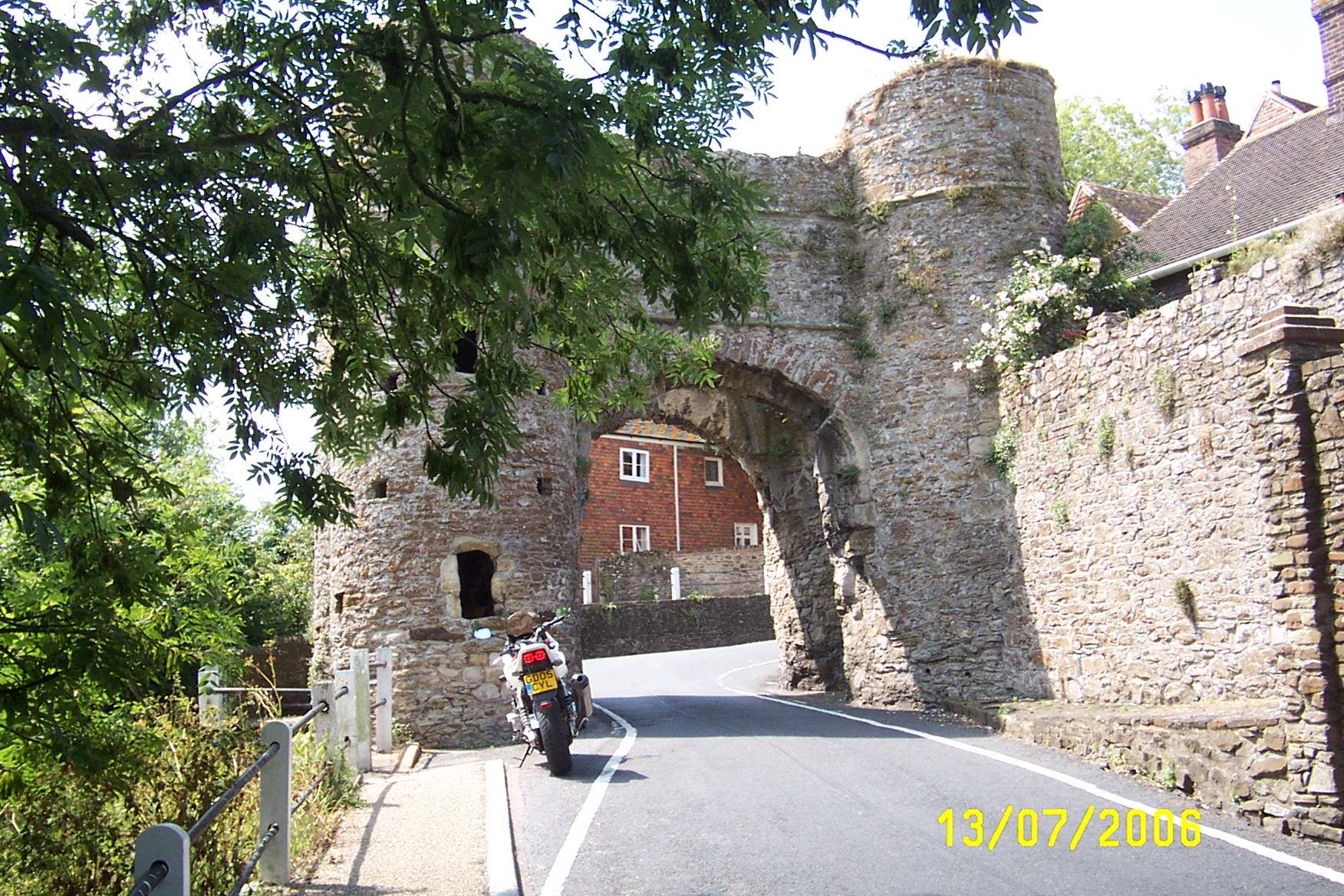 A view of Strand Gate, Winchelsea, looking from Strand Hill below the gate, looking towards the High Street