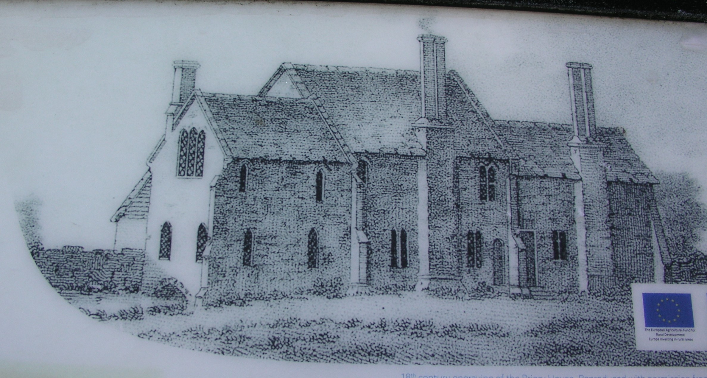 18th century engraving showing how the building looked before Victorian alteration