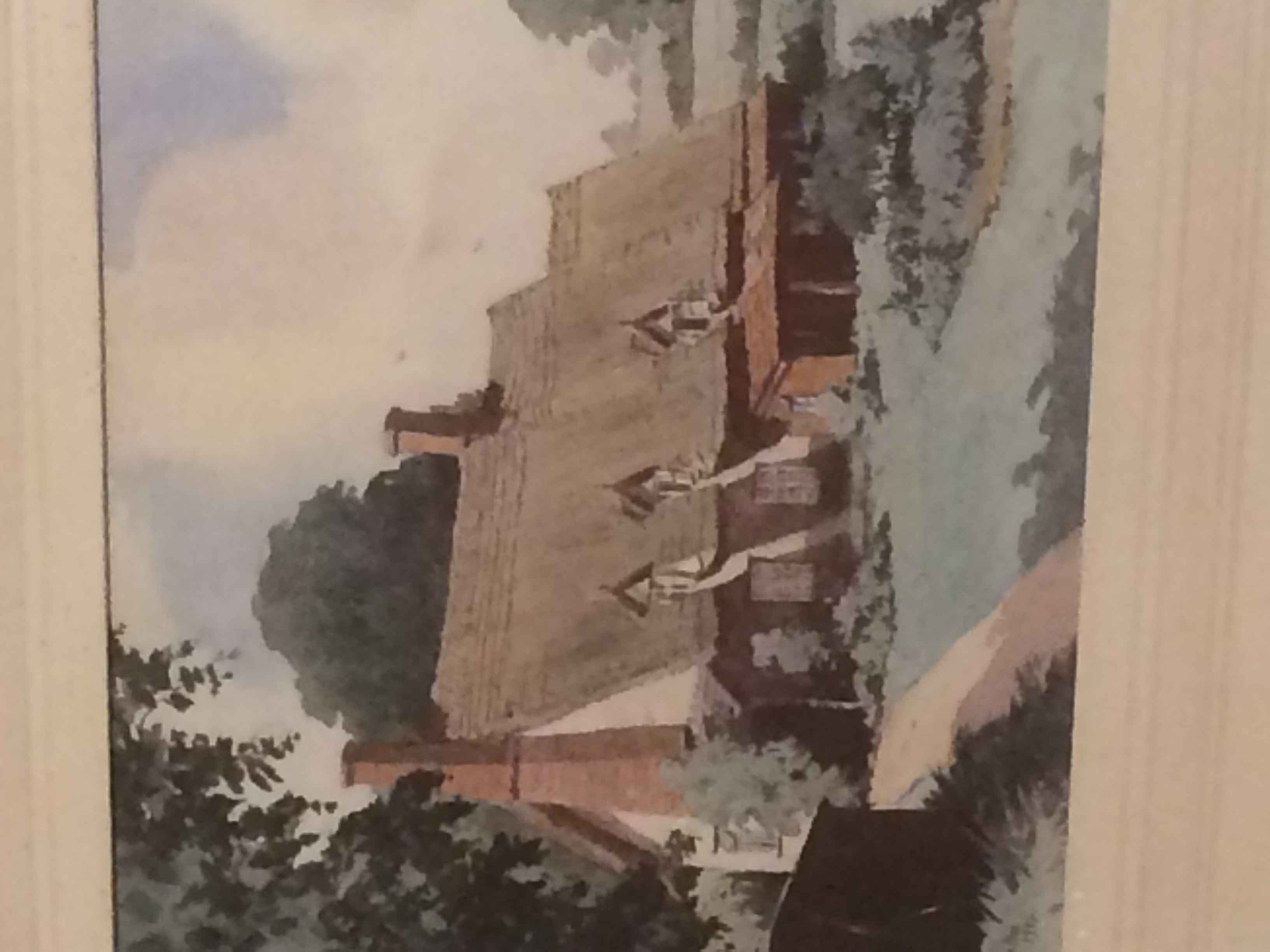 A watercolour of The poplars dated 1954