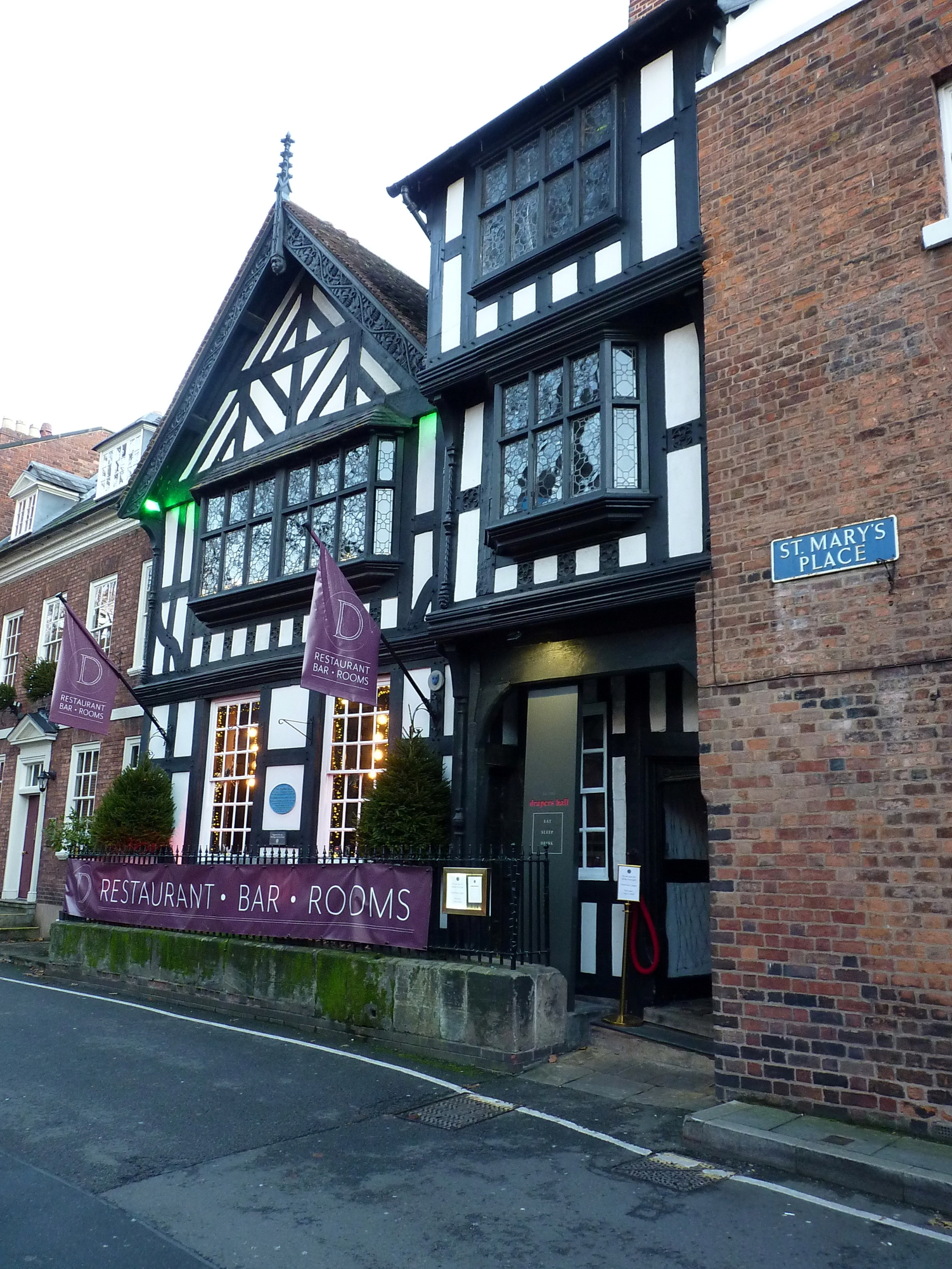 DRAPERS HALL AND ATTACHED RAISED PAVEMENT AND RAILINGS Shrewsbury