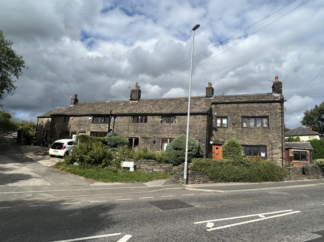 View of the stone cottages from the front. 