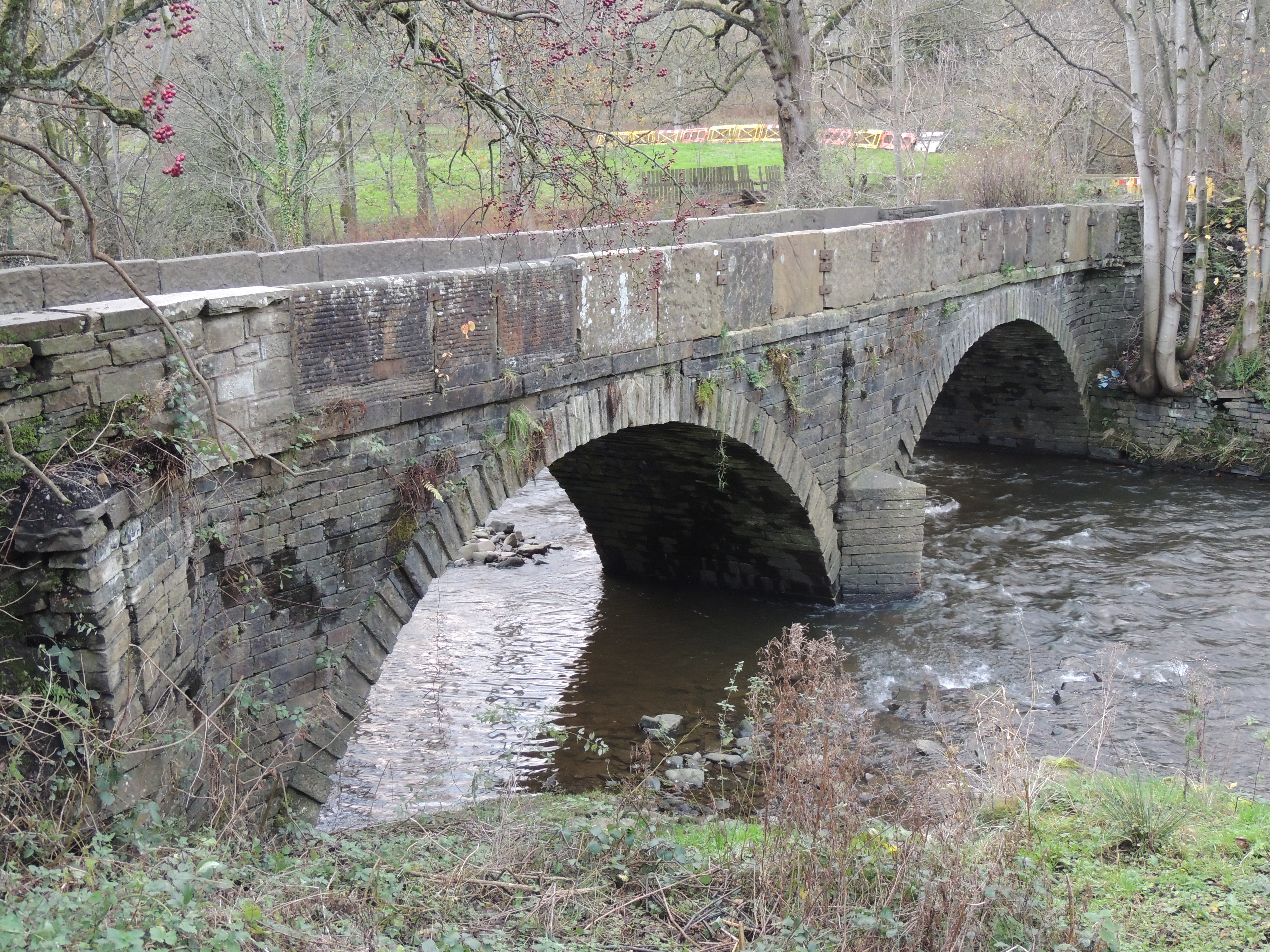 Holme Bridge on Holme Lane in Rawtenstall. A bridge that is probably from the late 18th century. 