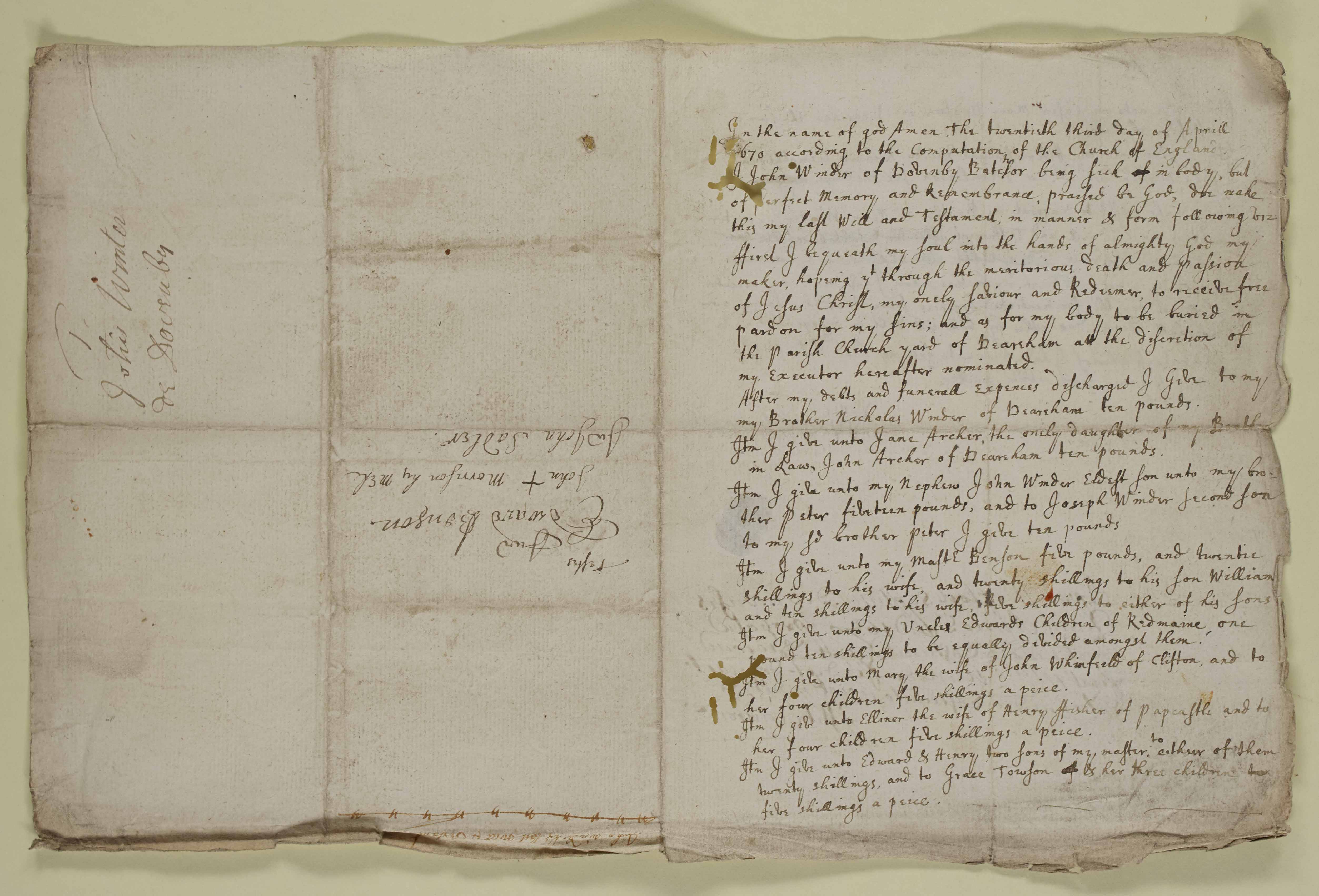 As above mentioned, his Master was a Benson so not the owner of Dovenby Hall. 