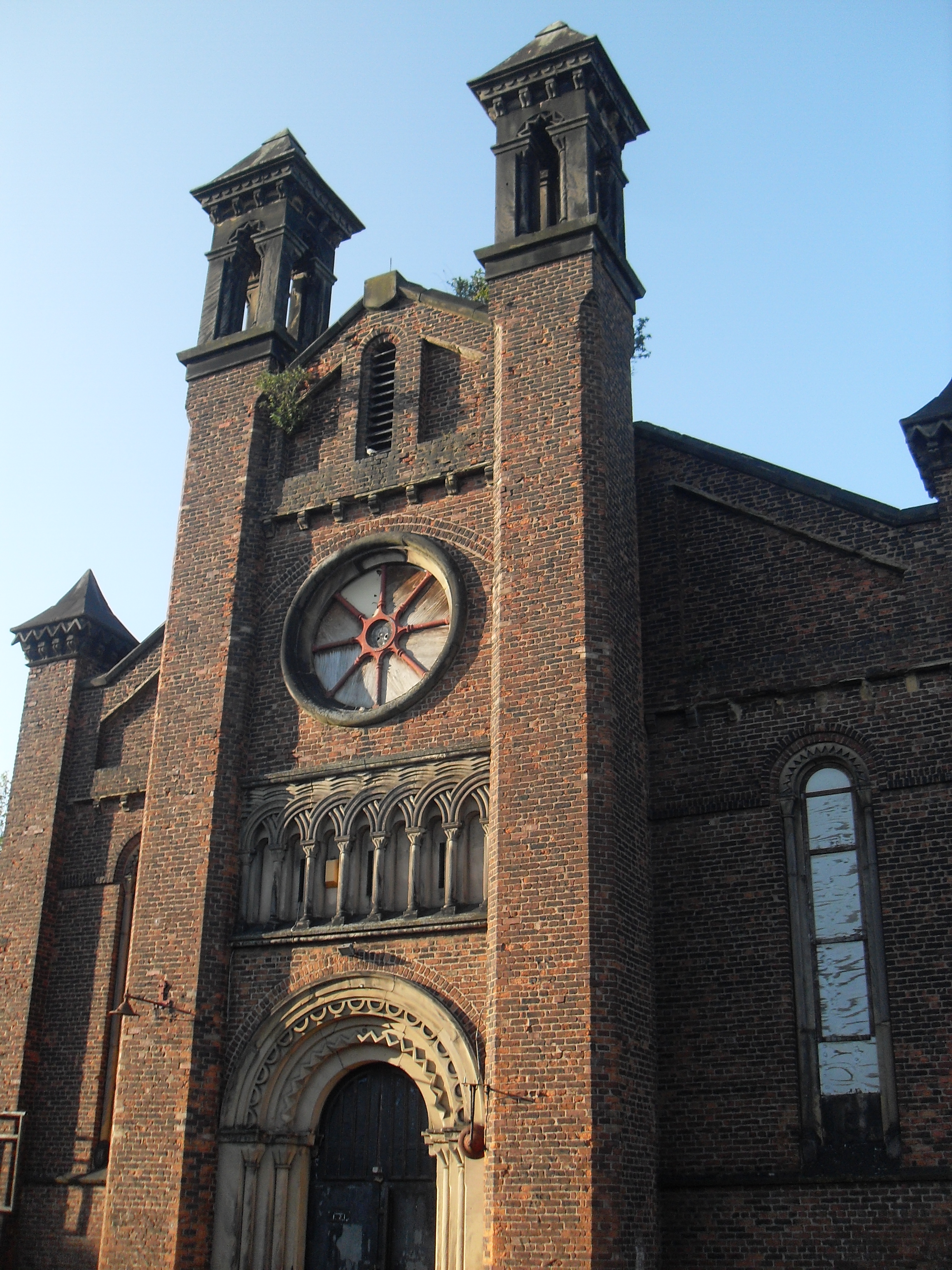 The Former Church of All Souls in Ancoats. A former church built 1839-40, by William Hayley, in the Romanesque style.