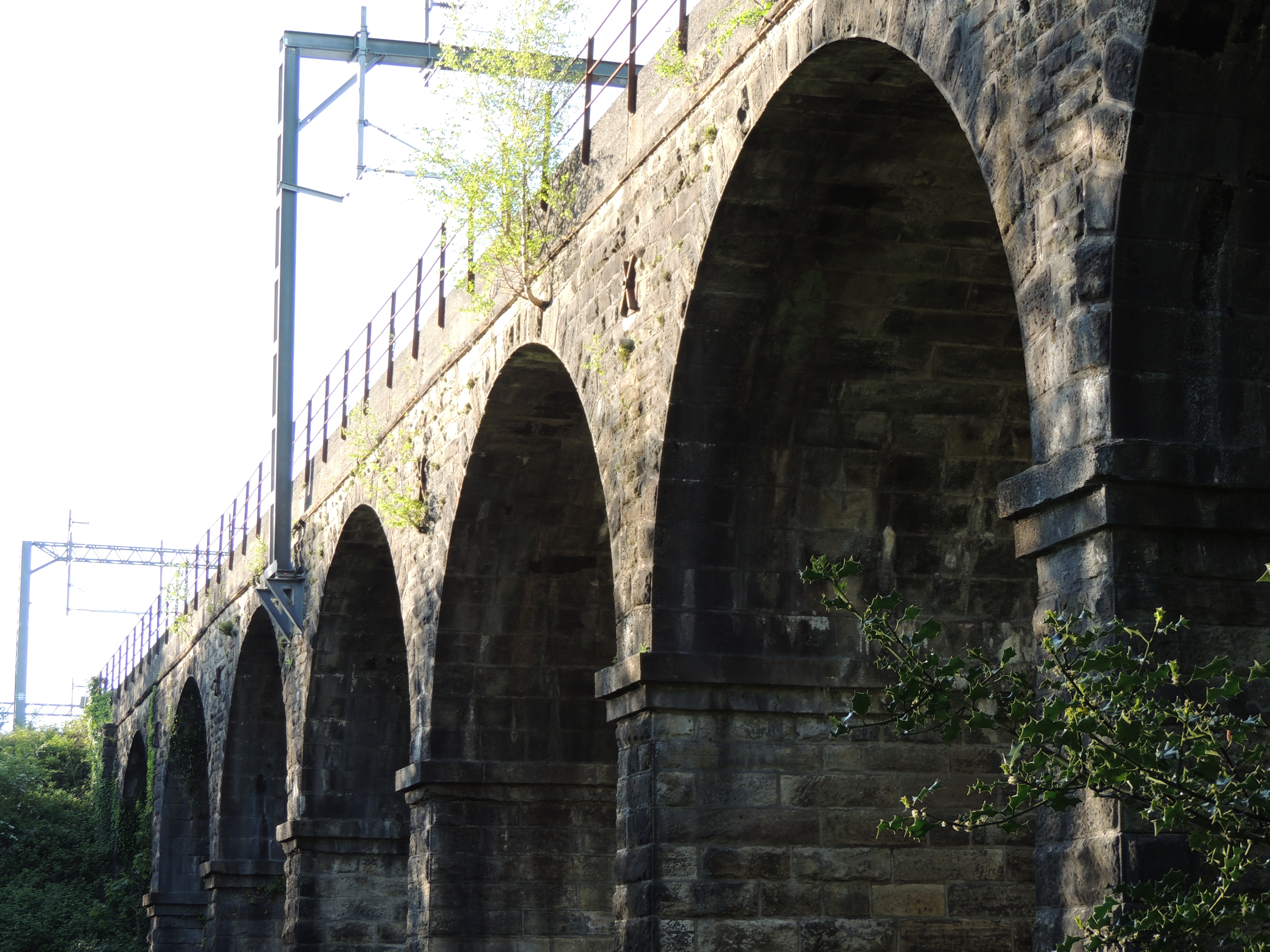 Railway viaduct, built circa 1840, over Black Brook & Hogg's Lane, Chorley. It carried the Bolton and Preston railway. 