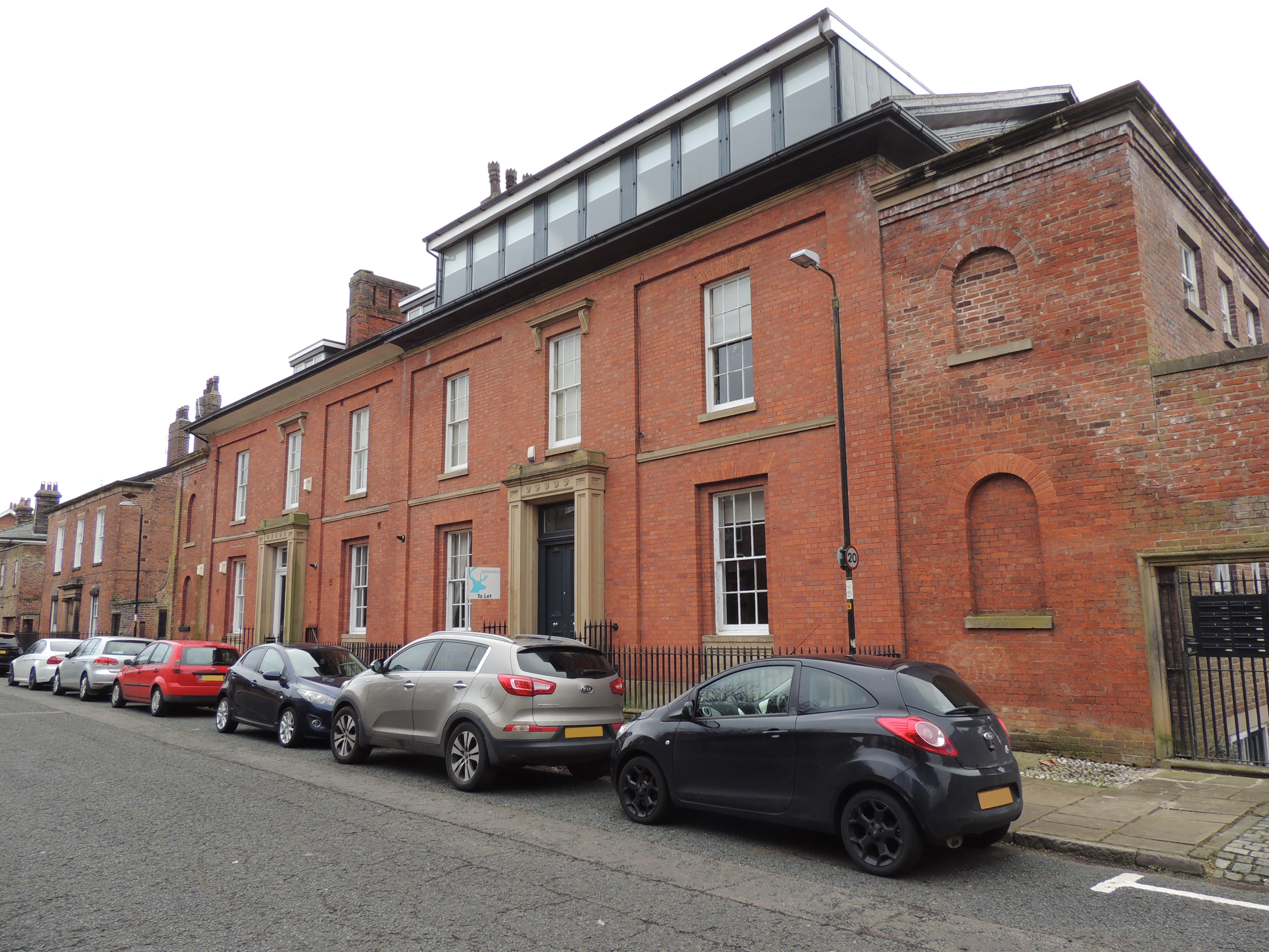 Numbers 54 and 56 West Cliff (South West side), Preston. Pair of town houses, now offices. 
