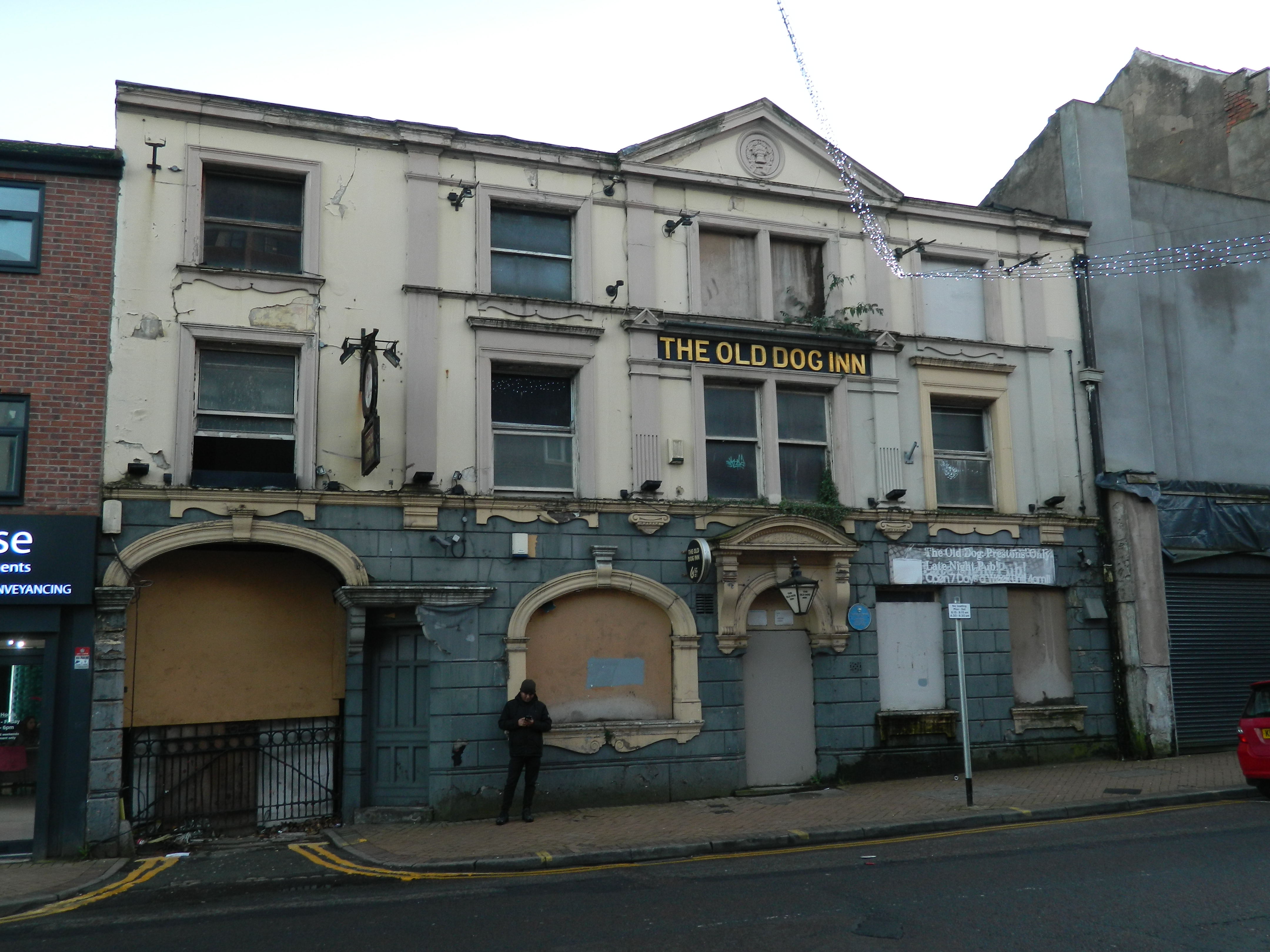 The front of The Old Dog Inn Public House viewed from Church Street.