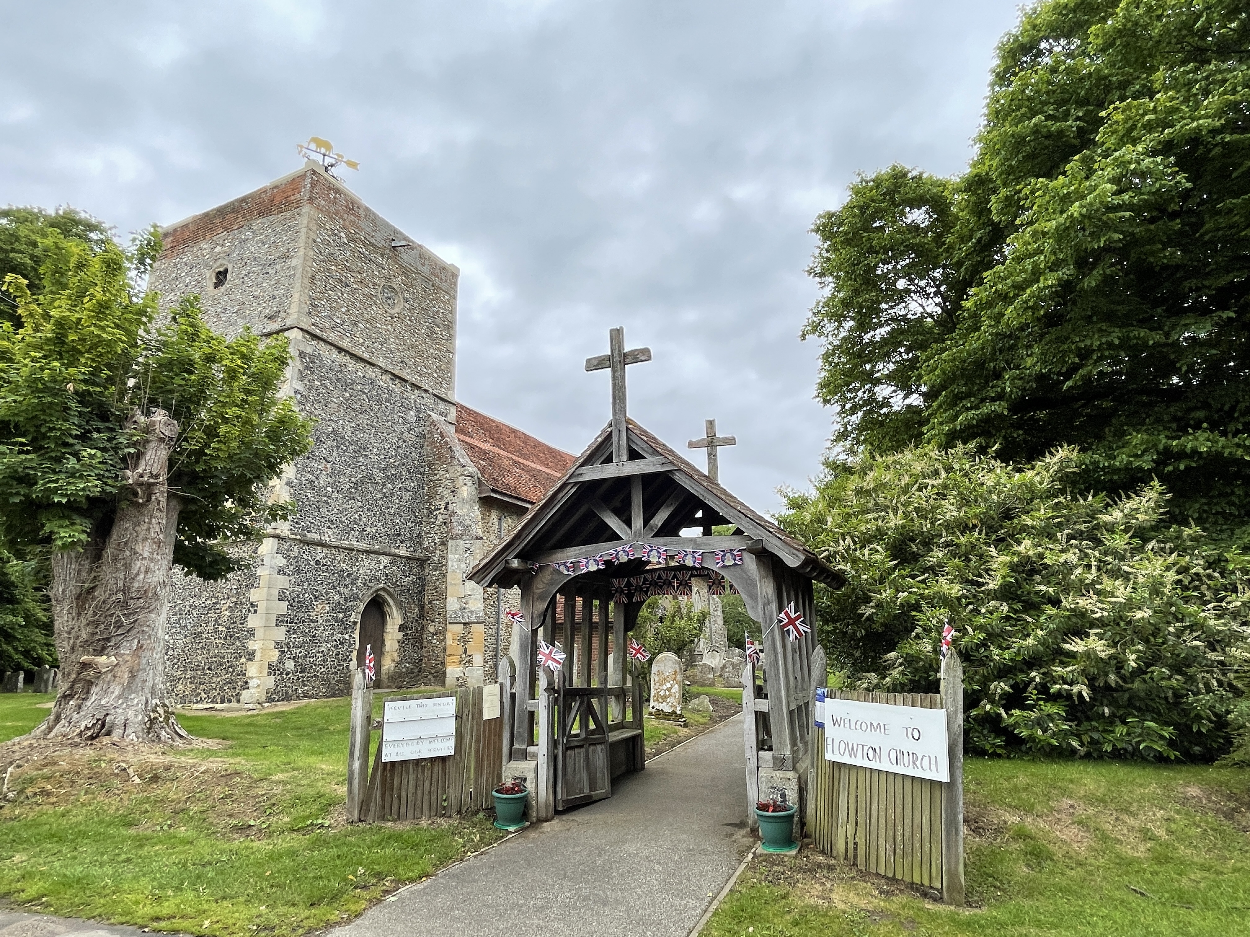 The entrance gate to the church at Flowton, Suffolk