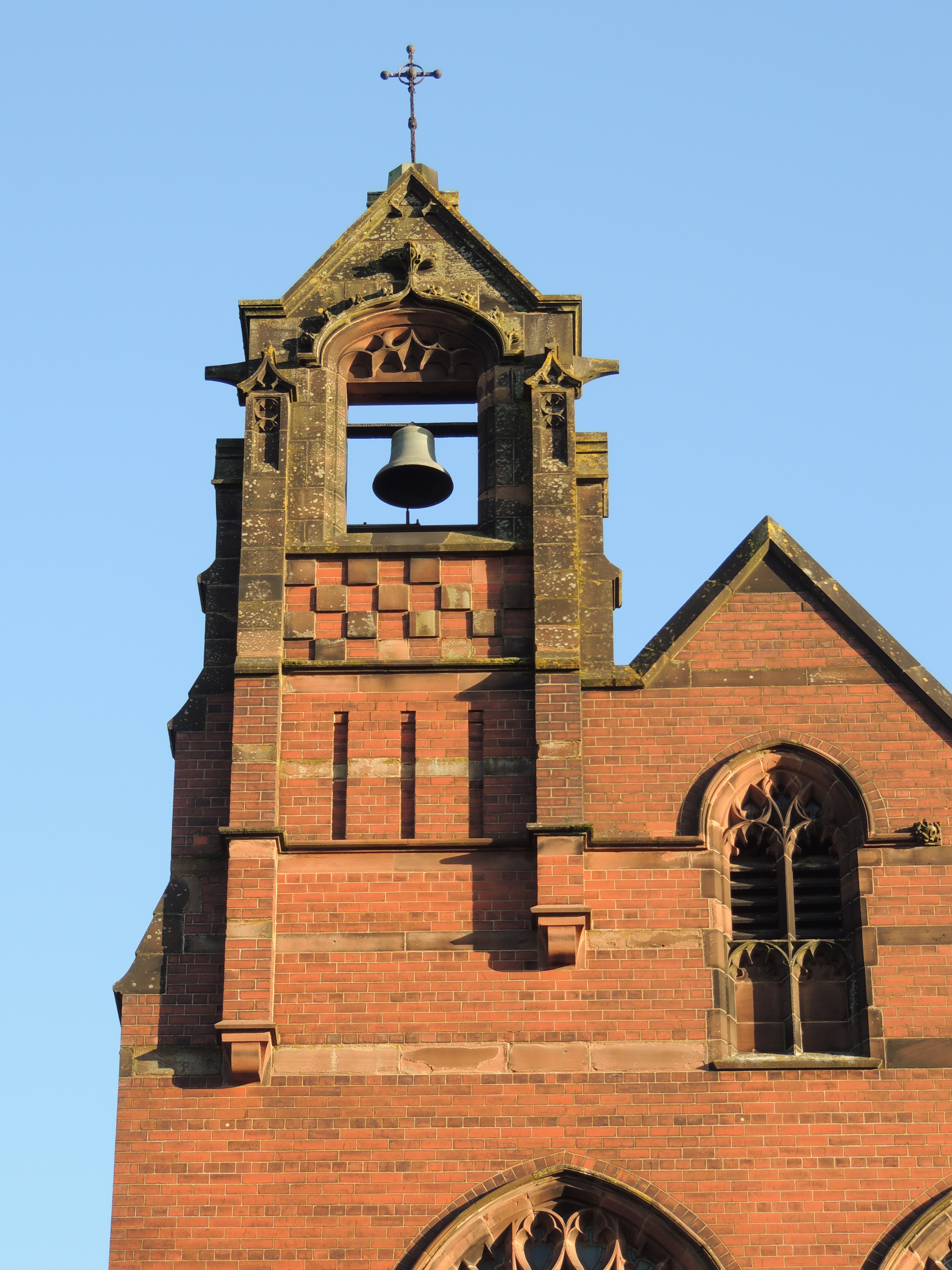 Christ Church, Moss Side, by Cecil Hardisty. Dated 1896 on plaque at east end.