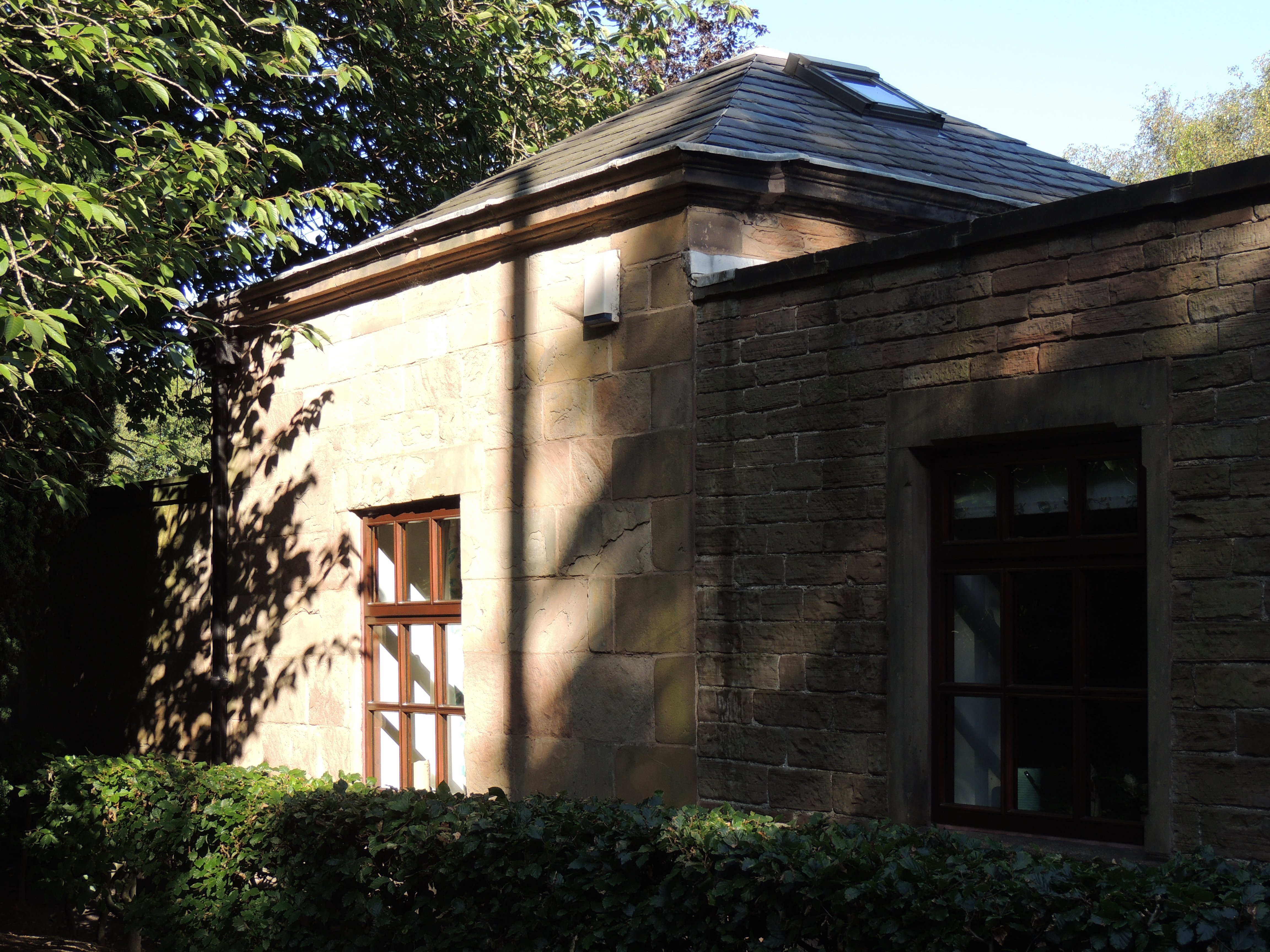 Preston Lodge South with attached screen wall & gate in Lathom. One of two Preston entrance Lodges to Lathom Hall Park.