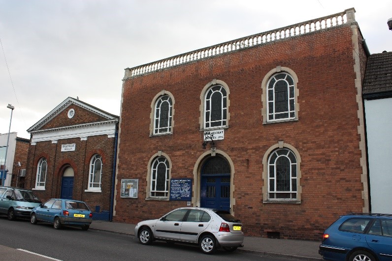 Frontage of the United Reformed Church (previously Congregational Church) and the  Sunday School hall.