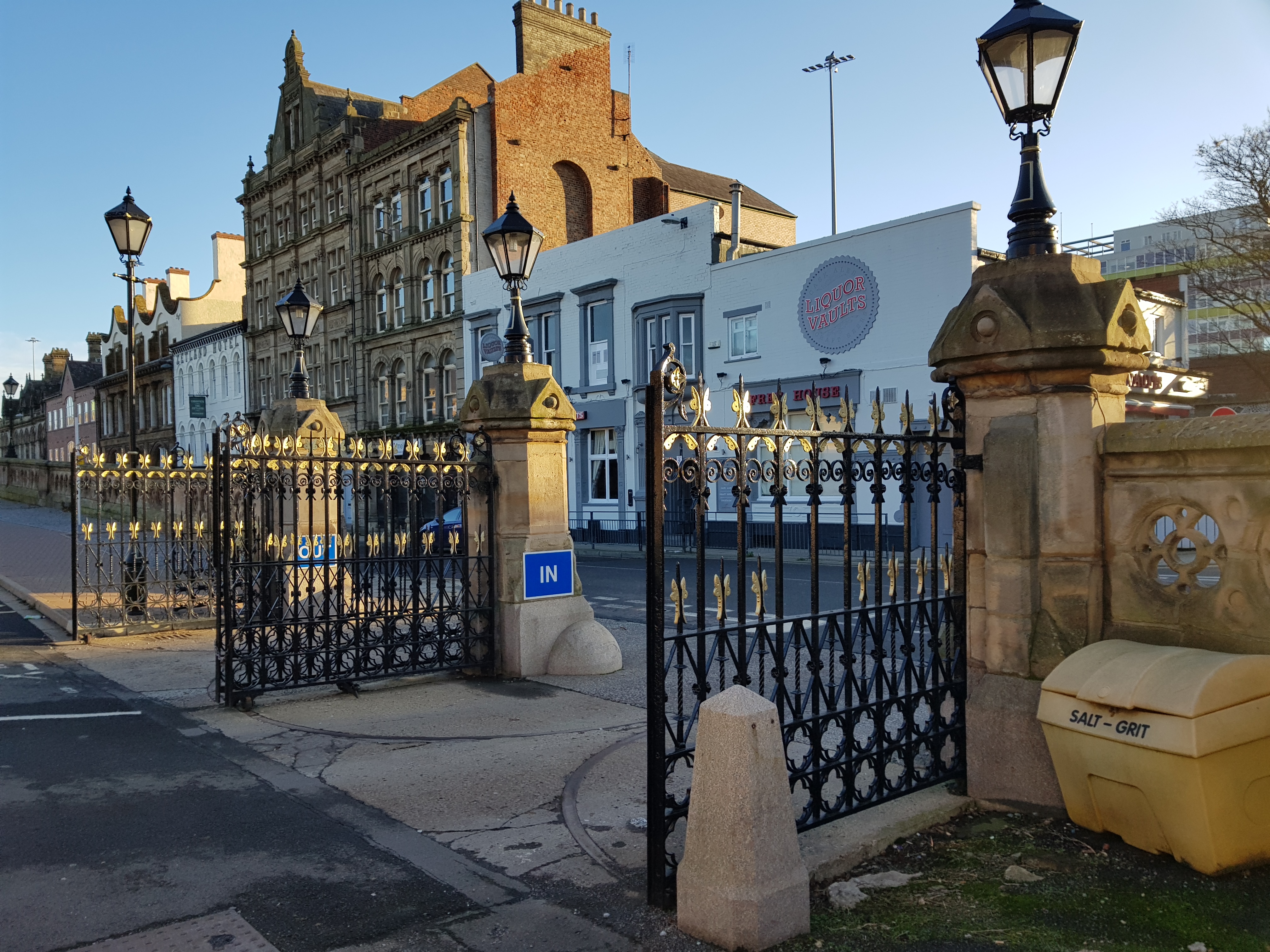 Station gates from Zetland Road