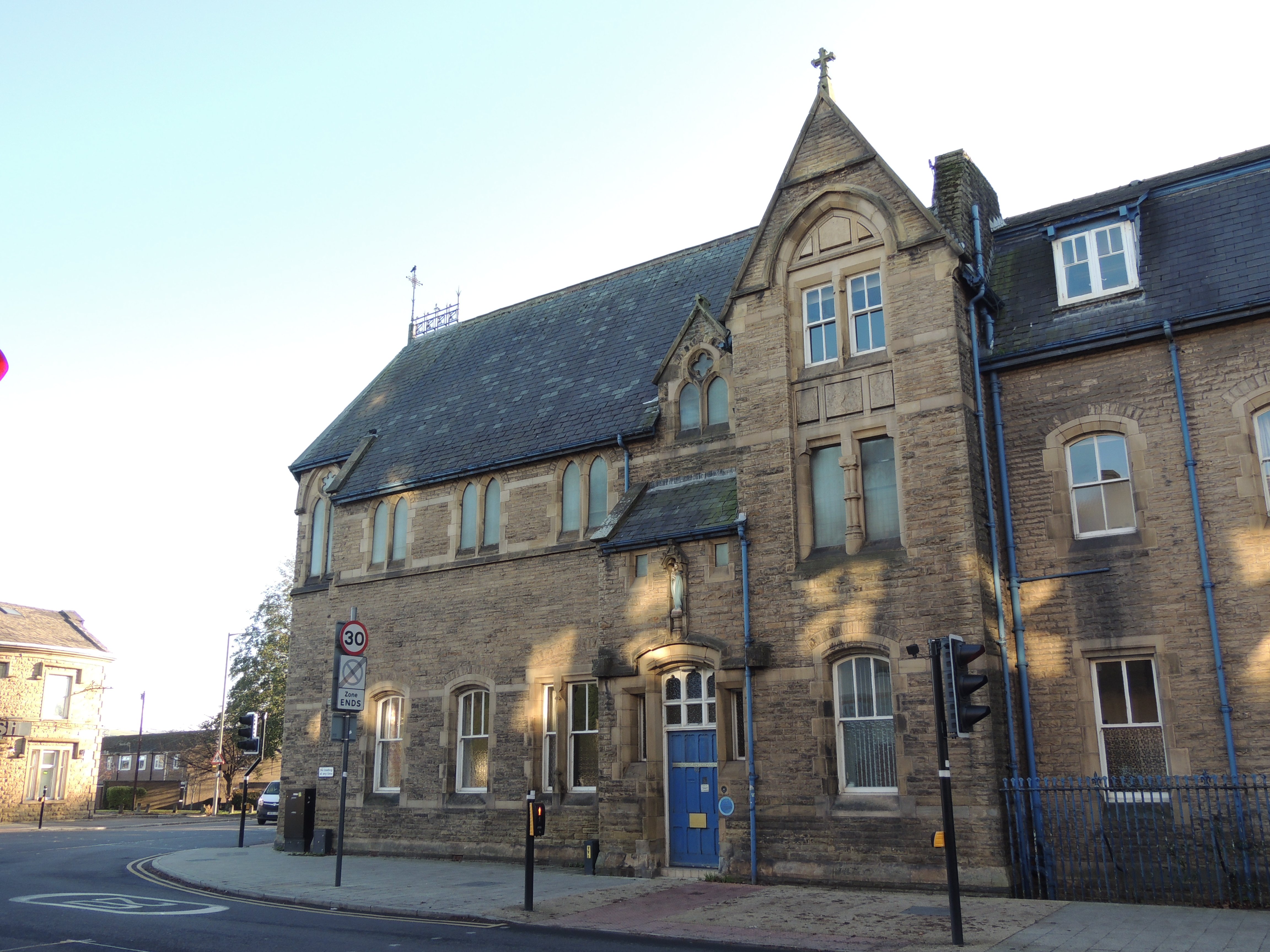 Franciscan Convent and Chapel on Yorkshire Street in Burnley. Built from circa 1870 to 1930, in 3 builds. 