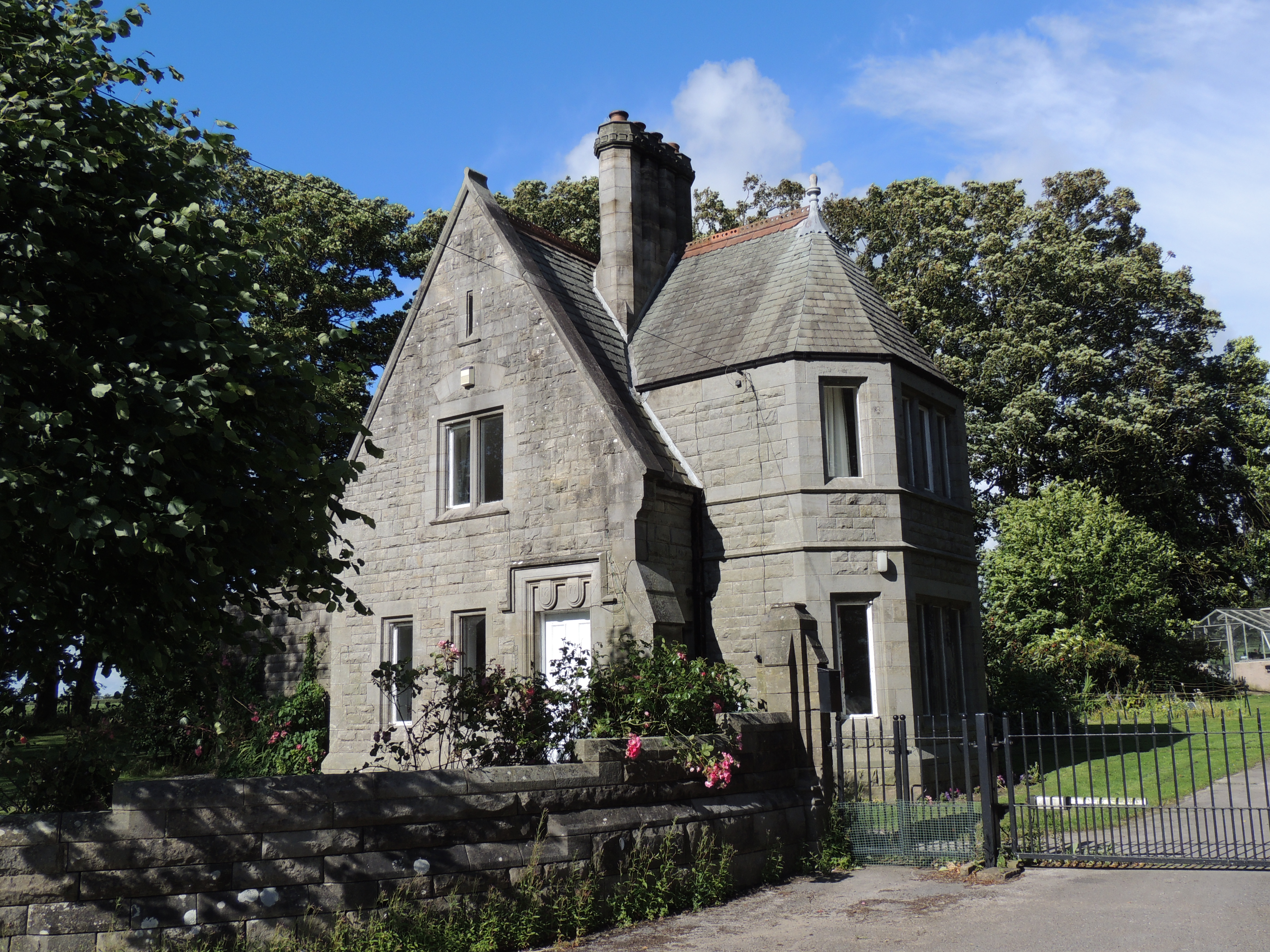The West Lodge to Crookhey Hall. Built in 1877, probably designed by Waterhouse. 