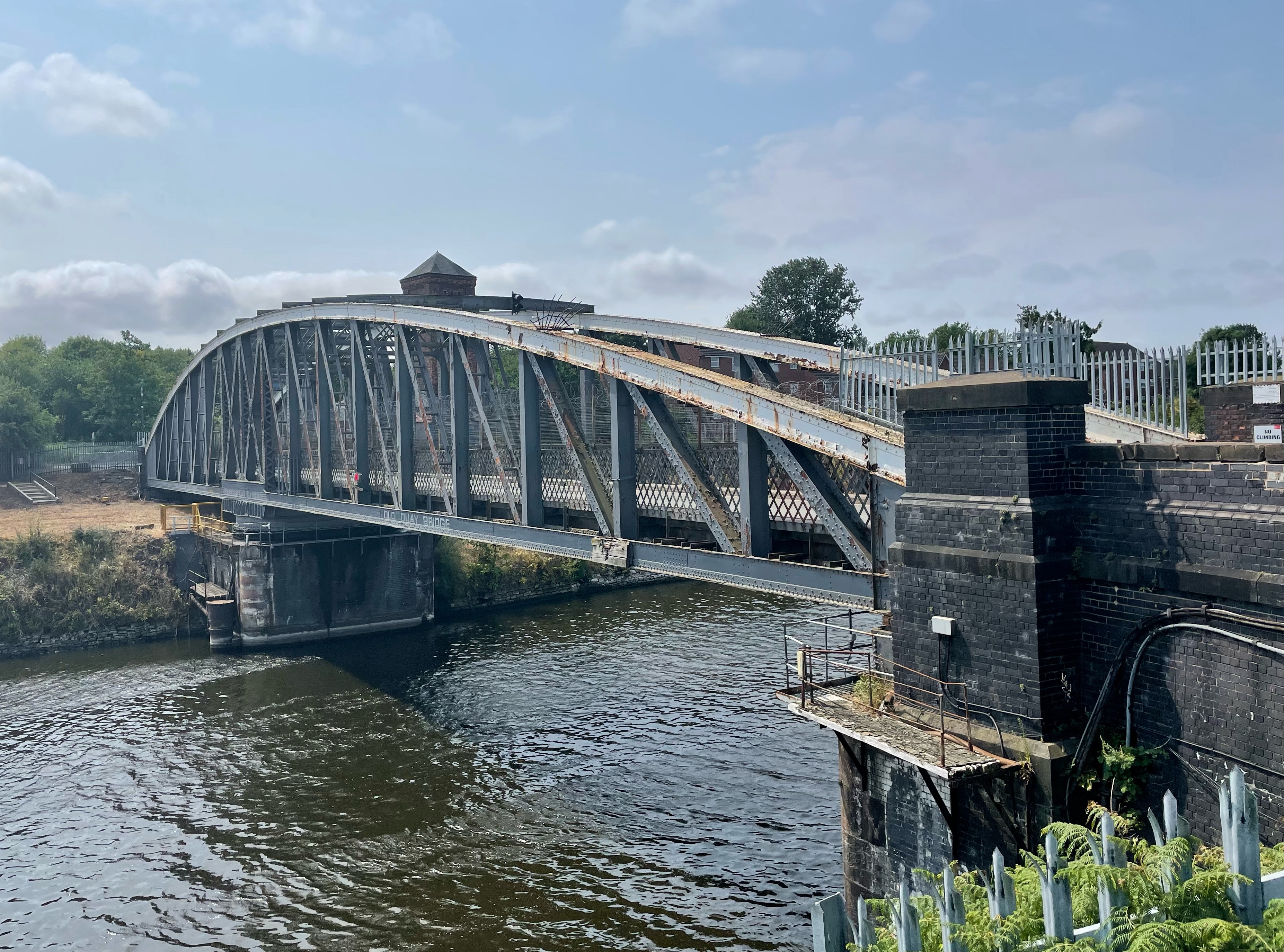 General view of bridge and Manchester Ship Canal from Wigg Island