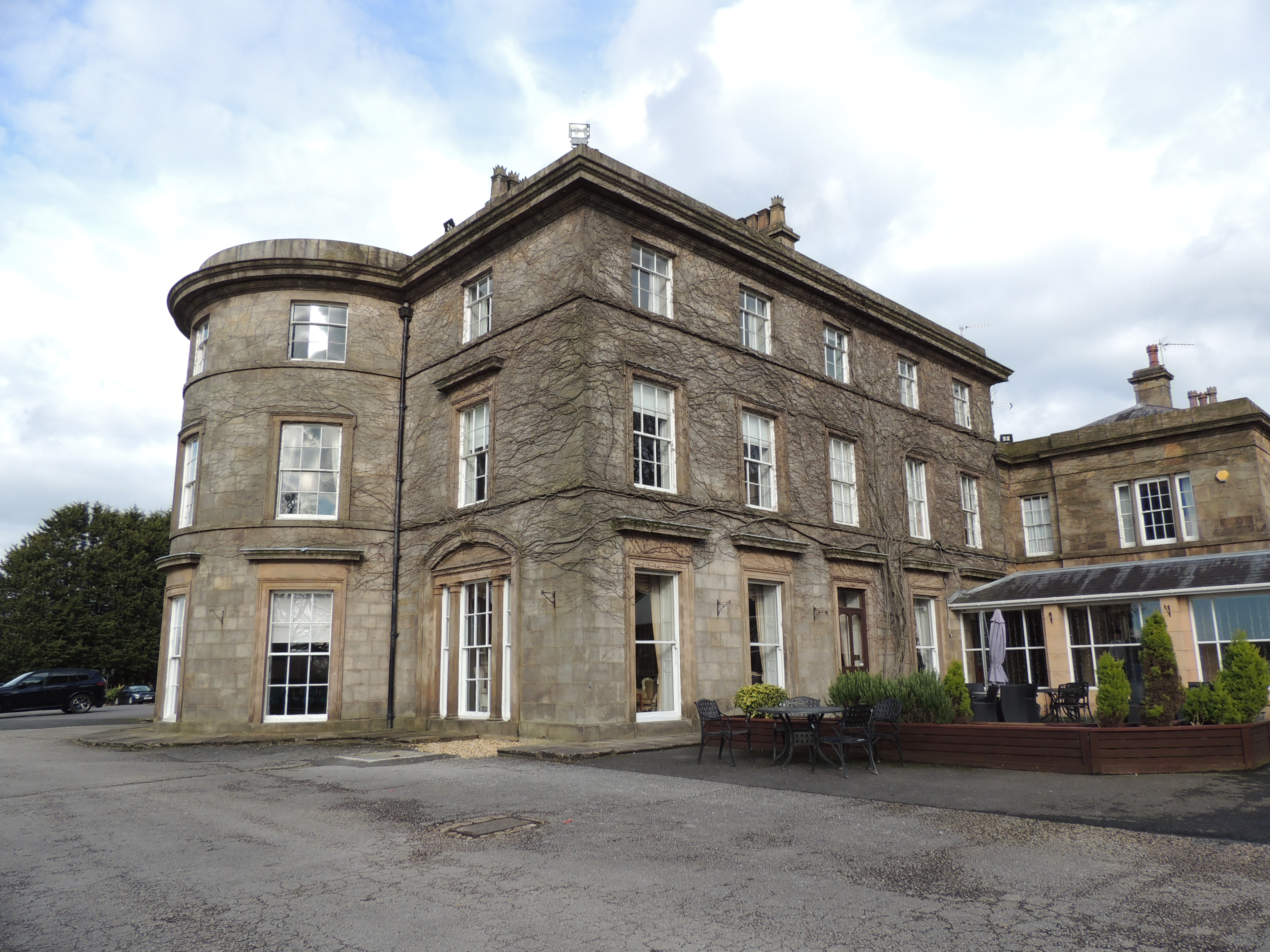 Shaw Hill. Country mansion from the early 1840s, by Charles Reed for Thomas of the Liverpool family Bright Crosse.
