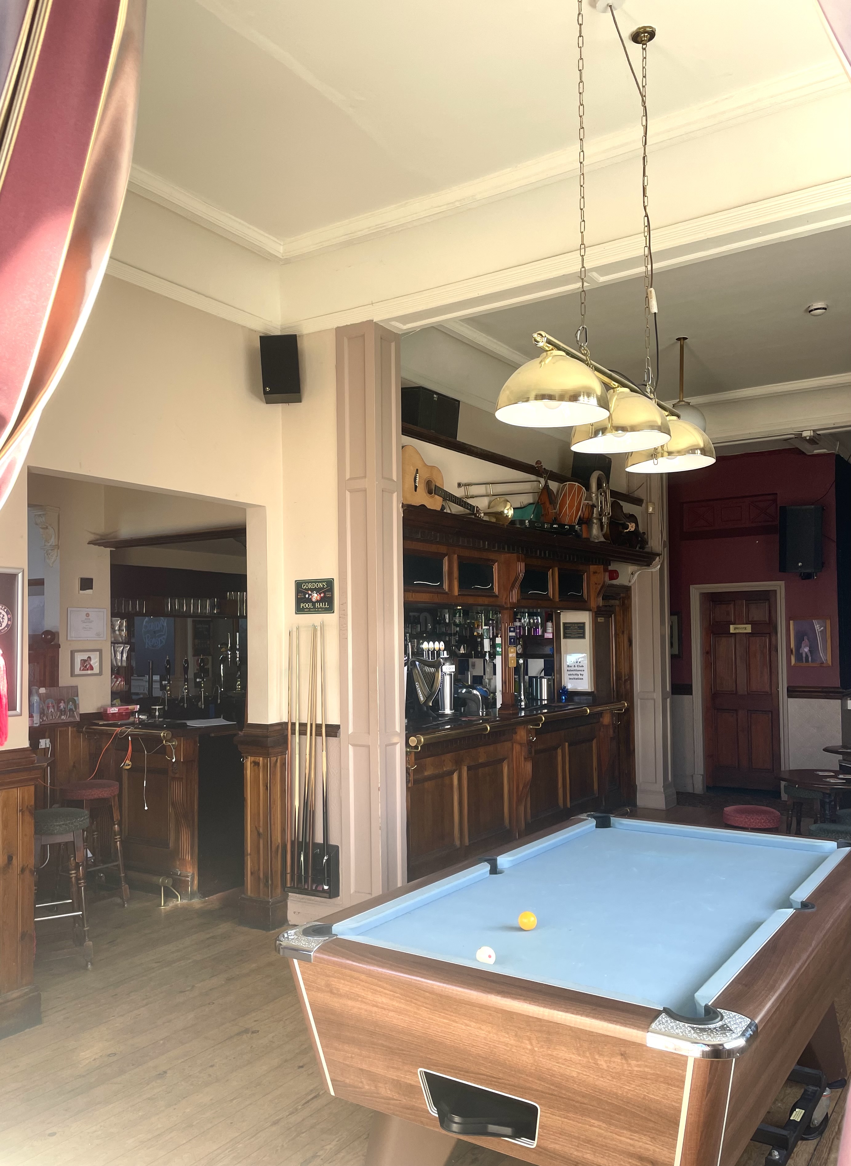 General view showing panelled bar.