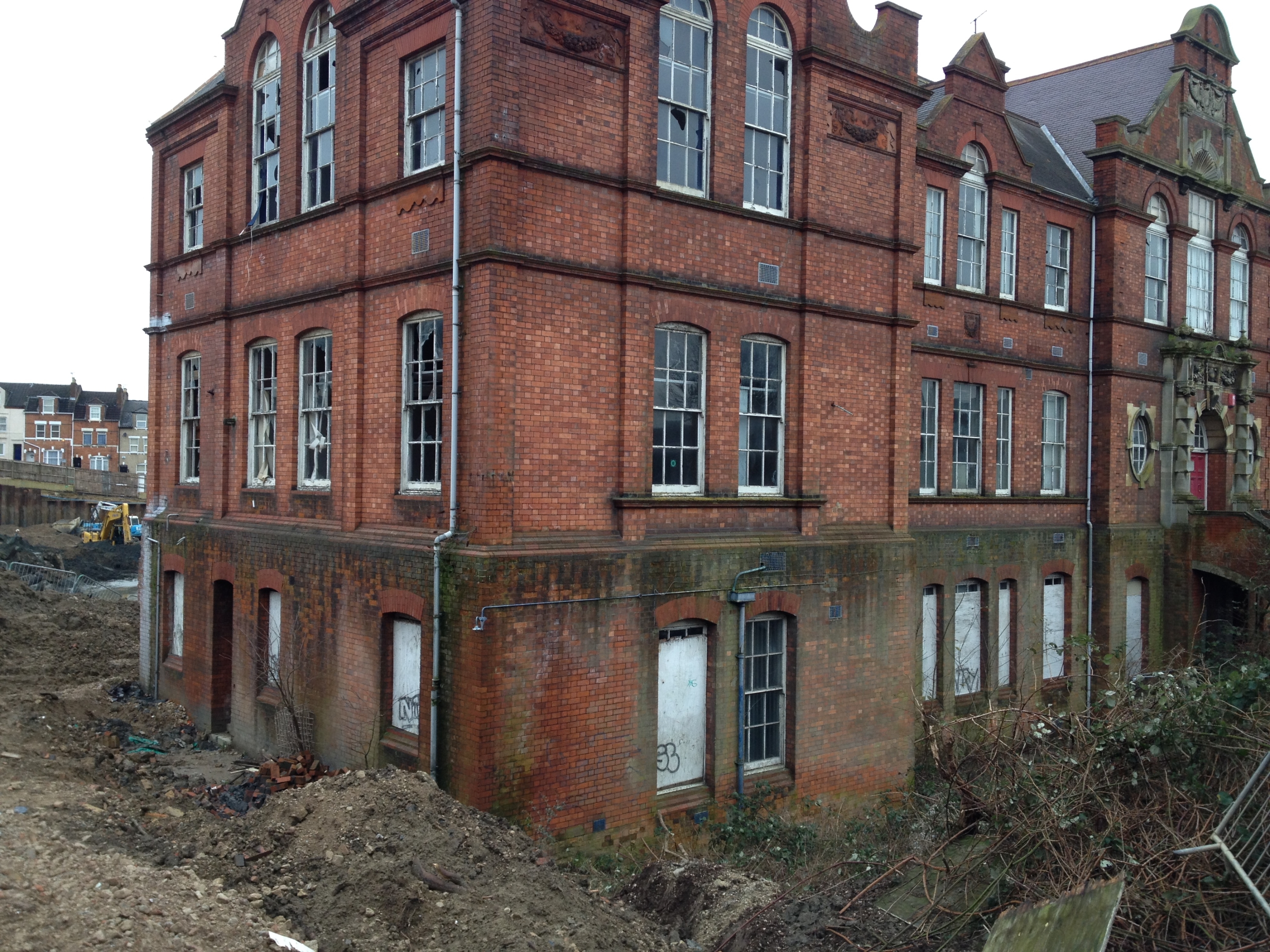 Former Technical School Swindon including front wall and gate