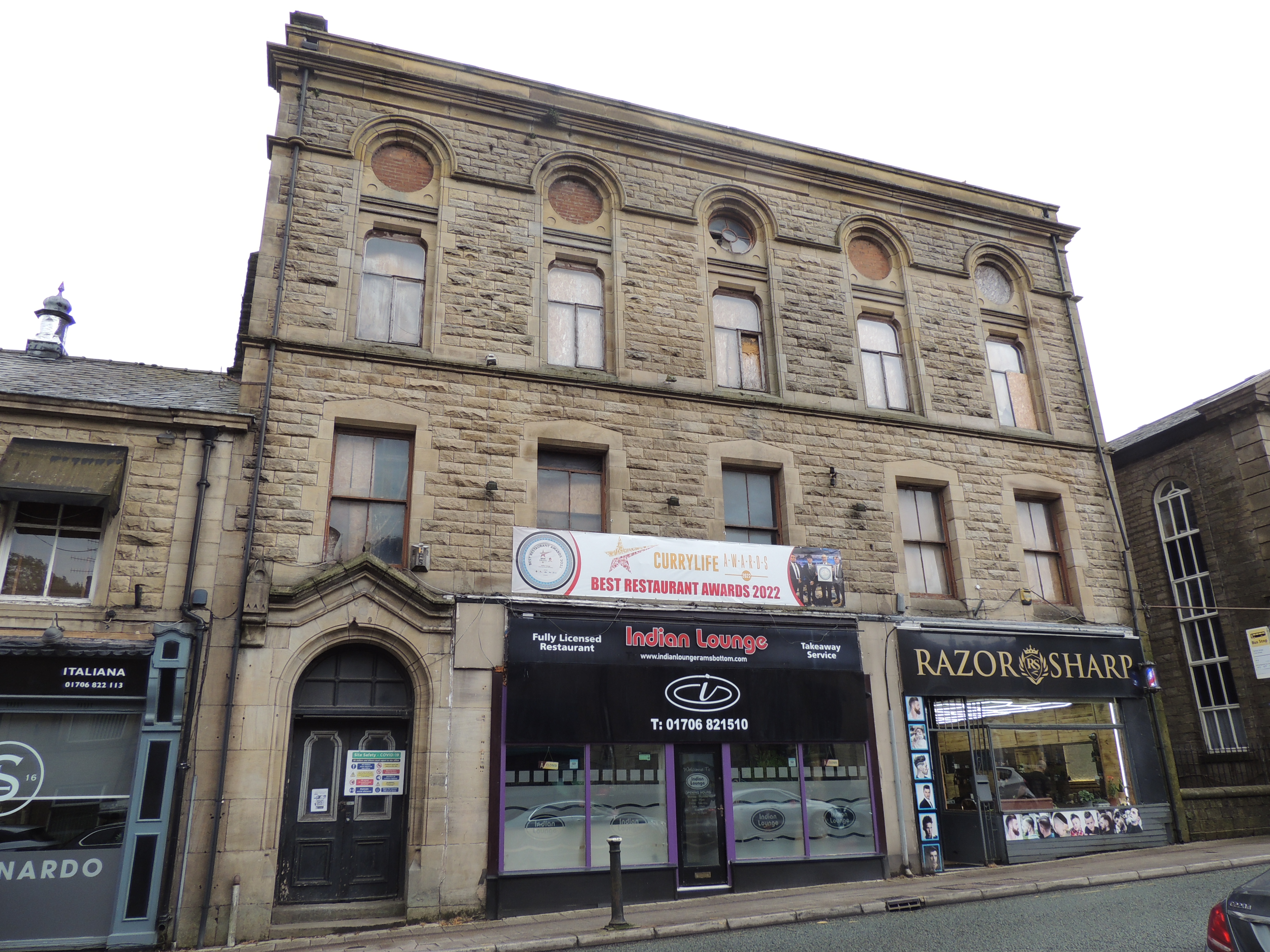 Ramsbottom Co-operative Hall. Built 1874 to 1876 for the Ramsbottom Industrial and Provident Society.