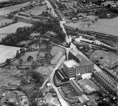 The J C Naylor & Co Ltd Emery Mills on Hyde Road and environs, Woodley, 1946