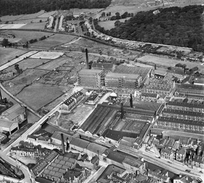 The Henry Mason Ltd Victoria Worsted Works and the Canal Iron Works, Shipley, 1946