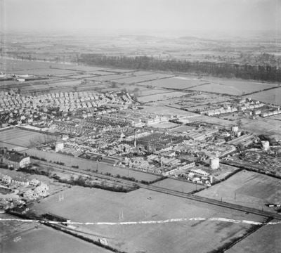 The British Ericsson Telephone Works, Rylands Estate and environs, Beeston, from the north-west, 1947. This image was marked by Aerofilms Ltd for photo editing.