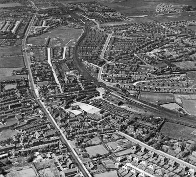 Prestwich Railway Station, Bury New Road and environs, Prestwich, 1935