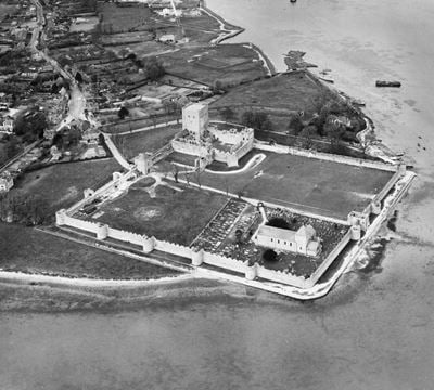 Portchester Castle and St Mary's Church, Portchester, 1948