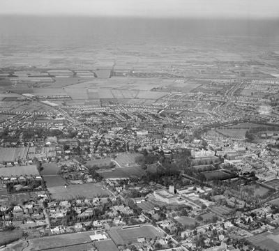 University Library and the city, Cambridge, from the south-west, 1948