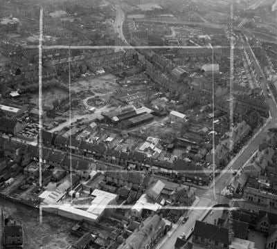 The Hayes Works (Spades, Shovels & Forks), High Street and environs, Blackheath, 1948. This image was marked by Aerofilms Ltd for photo editing.