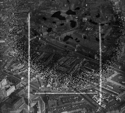 Great Dover Street and environs, Newington, 1949. This image has been produced from a damaged negative.