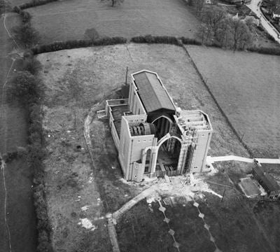 The Cathedral Church of the Holy Spirit under construction, Guildford, 1949