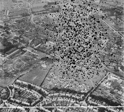 Sycamore Avenue, Goyt Side Road and environs, Chesterfield, 1949. This image has been produced from a damaged negative.