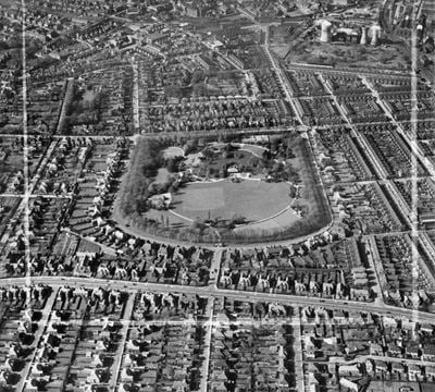 People's Park, Wellow, 1950. This image was marked by Aerofilms Ltd for photo editing.