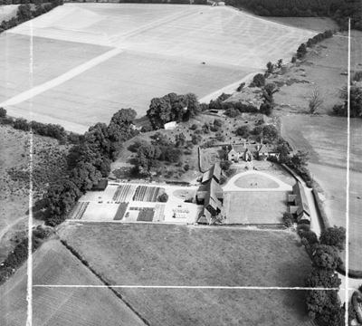 Bride Hall, Wheathampstead, 1950. This image was marked by Aerofilms Ltd for photo editing.