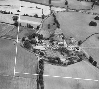 The hamlet, Standish, 1952. This image was marked by Aerofilms Ltd for photo editing.