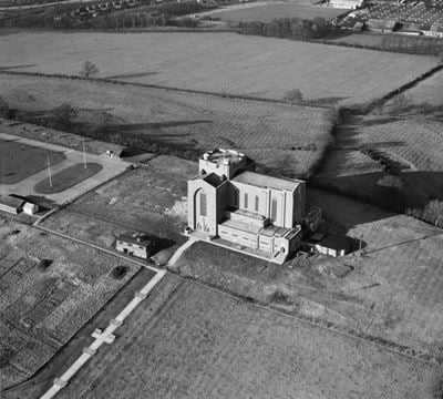 The Cathedral Church of the Holy Spirit under construction, Guildford, 1952