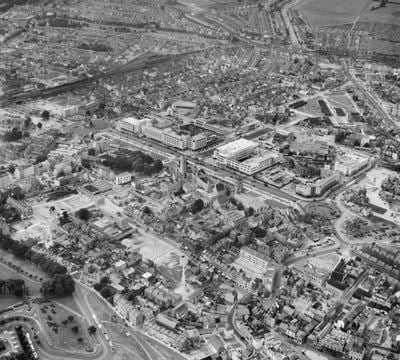 Royal Parade and the city centre, Plymouth, 1953