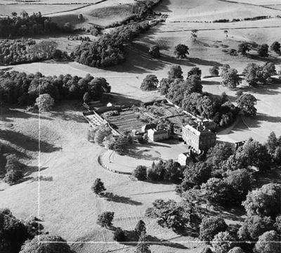 Davenport House and Gardens, Worfield, 1953. This image was marked by Aerofilms Ltd for photo editing.