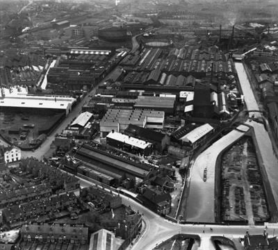 The Incandescent Heat Company Works on Cornwall Road and adjacent factories, Smethwick, 1948. This image has been produced from a print.