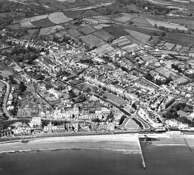 The town, Dawlish, 1948. This image has been produced from a print.