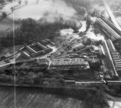 The Butterley Iron Works, Butterley, 1947. This image has been produced from a print marked by Aerofilms Ltd for photo-editing.