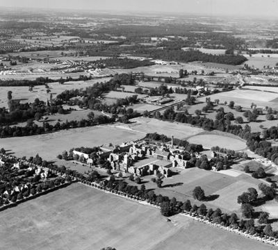 The Royal Masonic School and environs, Bushey, from the south, 1948. This image has been produced from a print.