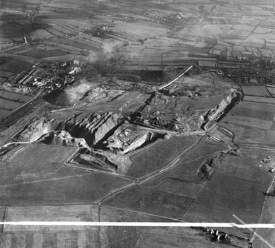 Fordbridge Meadow Opencast Coal Site, South Normanton, 1948. This image has been produced from a print marked by Aerofilms Ltd for photo editing.