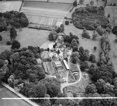 Thorpland Hall, Fakenham, 1952. This image was marked by Aerofilms Ltd for photo editing.