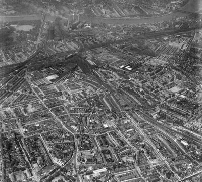 Silverthorne Road, Wandsworth Road and environs, Clapham, 1950. This image has been produced from a print.