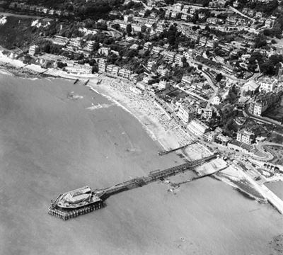 Royal Victoria Pier and Ventnor Bay, Ventnor, 1951. This image has been produced from a print.